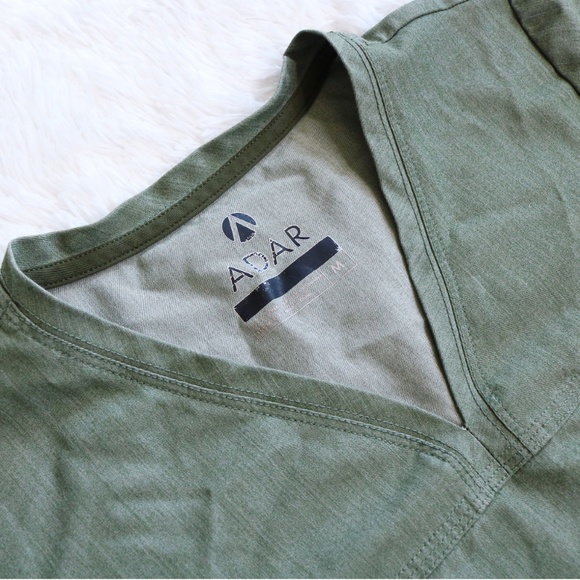 ADAR PRO Heather Olive Sweetheart V-Neck Scrub Top - Picture 2 of 2